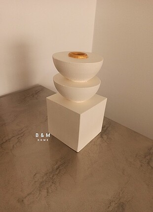 H&M HOME SERAMİK BÜYÜK ŞAMDAN MUMLUK ???? BEJ RENGİ