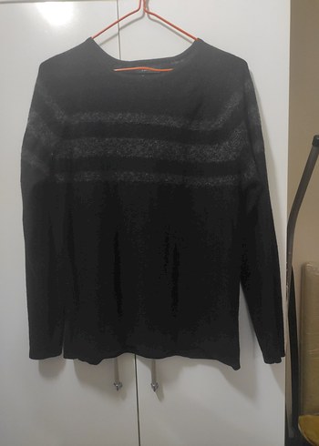 erkek Siyah Örgü Yün Kazak - Görsel 2