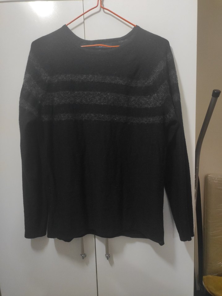 erkek Siyah Örgü Yün Kazak - Görsel 2