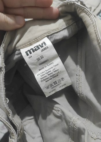 Bej Düğmeli Erkek Keten Pantolon - Görsel 2