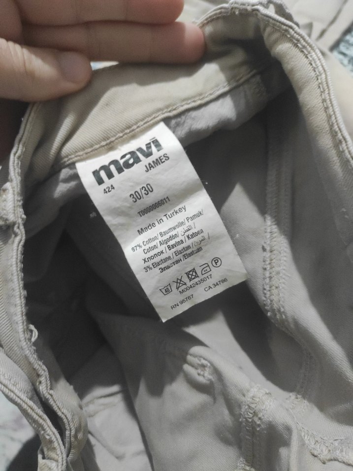 Bej Düğmeli Erkek Keten Pantolon - Görsel 2