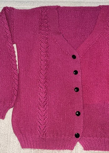 Pembe Örgü hırka - Görsel 3