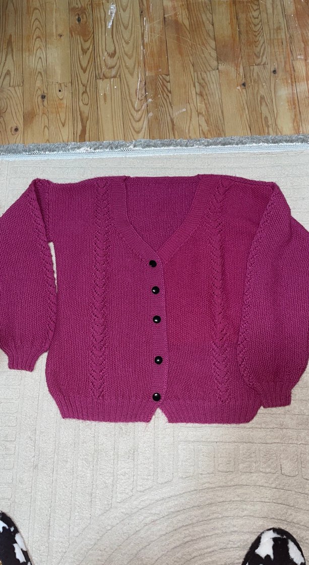 Pembe Örgü hırka - Görsel 2