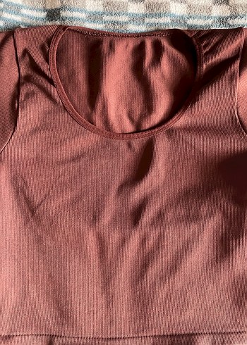 Kahverengi Kadın Kısa Kollu Fitted Tişört - Görsel 2