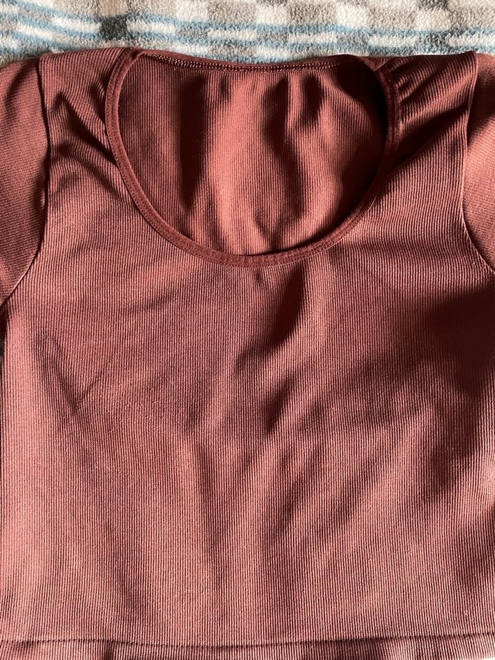 Kahverengi Kadın Kısa Kollu Fitted Tişört - Görsel 2