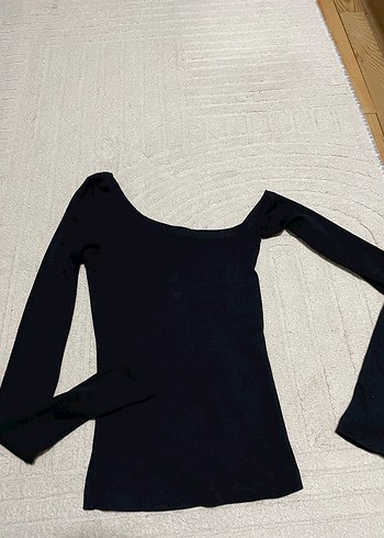 Siyah Kadın Uzun Kollu V Yaka Bluz - Görsel 2