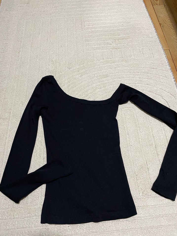 Siyah Kadın Uzun Kollu V Yaka Bluz - Görsel 2