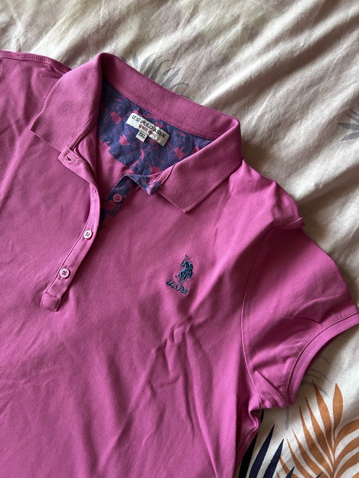 Düğmeli Pembe Kısa Kollu Polo Tişört - Görsel 3