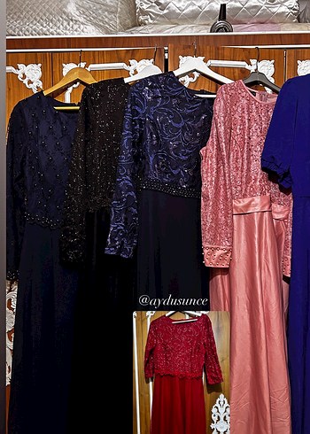 Nakışlı ve Boncuk İşlemeli Lacivert Uzun Abiye Elbise - Görsel 11