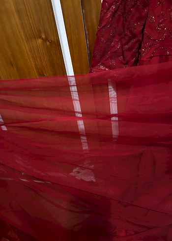 Uzun Kollu Dantel İşlemeli Abiye Elbise - Görsel 5