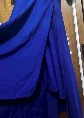 Mavi V Yakalı Salaş Uzun Elbise - Görsel 8