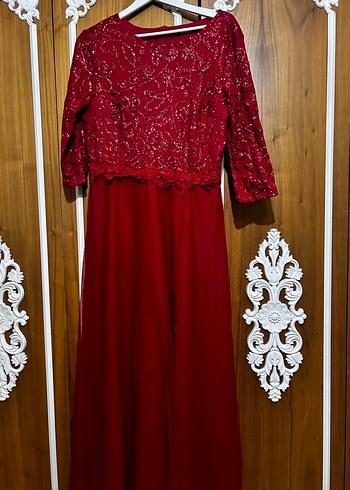 Kadın Lacivert Uzun Kollu Nakışlı Abiye Elbise - Görsel 13