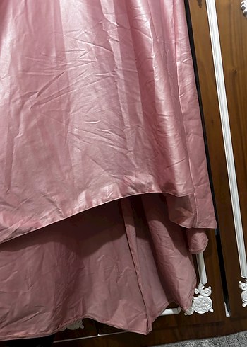 Uzun Kollu Vintage Pembe Abiye Elbise - Görsel 6