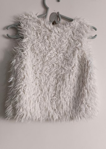 breeze Kız Çocuk Beyaz Kürklü yelek - Görsel 4