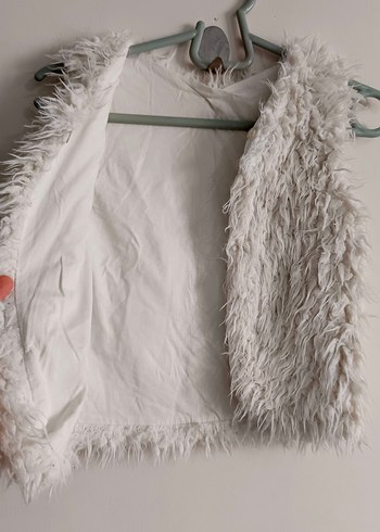 breeze Kız Çocuk Beyaz Kürklü yelek - Görsel 2