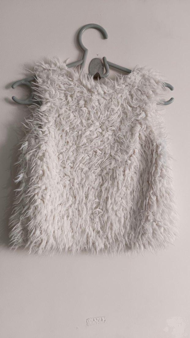 breeze Kız Çocuk Beyaz Kürklü yelek - Görsel 4