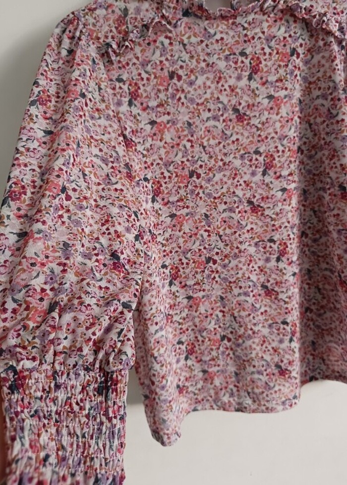 OASİS çiçek desenli tül bluz - Görsel 2