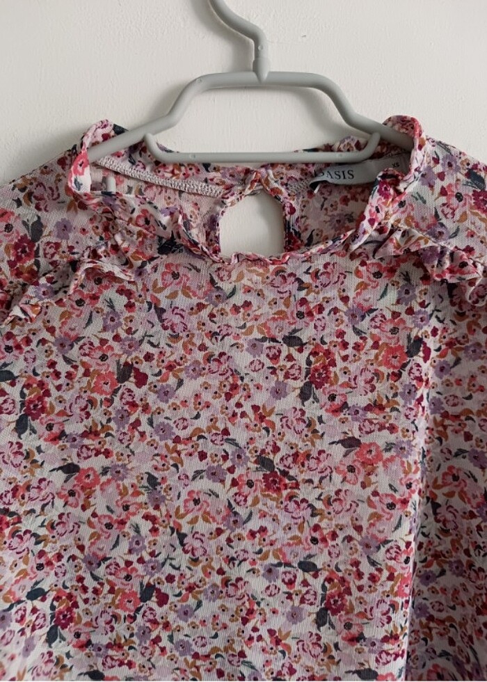 OASİS çiçek desenli tül bluz - Görsel 3