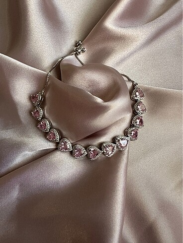 Swarovski kalpli pembe bileklik