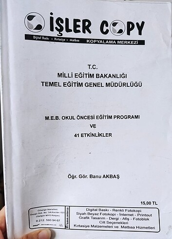 Okul öncesi çocuk gelişimi etkinlikleri kitabı 