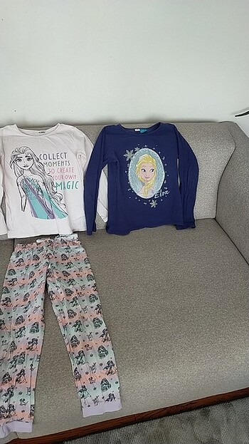 7 Yaş Beden çeşitli Renk Üçlü pijama