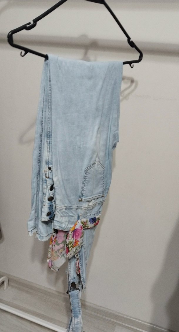 Mavi Batik Desenli Bol Kesim Kadın Kot Pantolon - Görsel 2