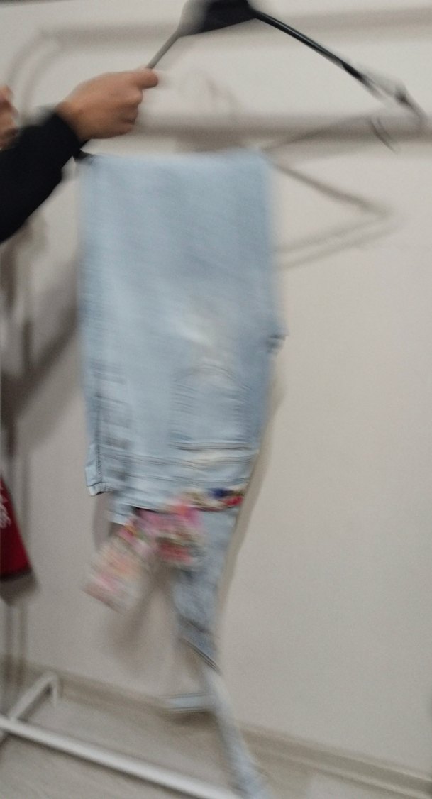 Mavi Batik Desenli Bol Kesim Kadın Kot Pantolon - Görsel 3