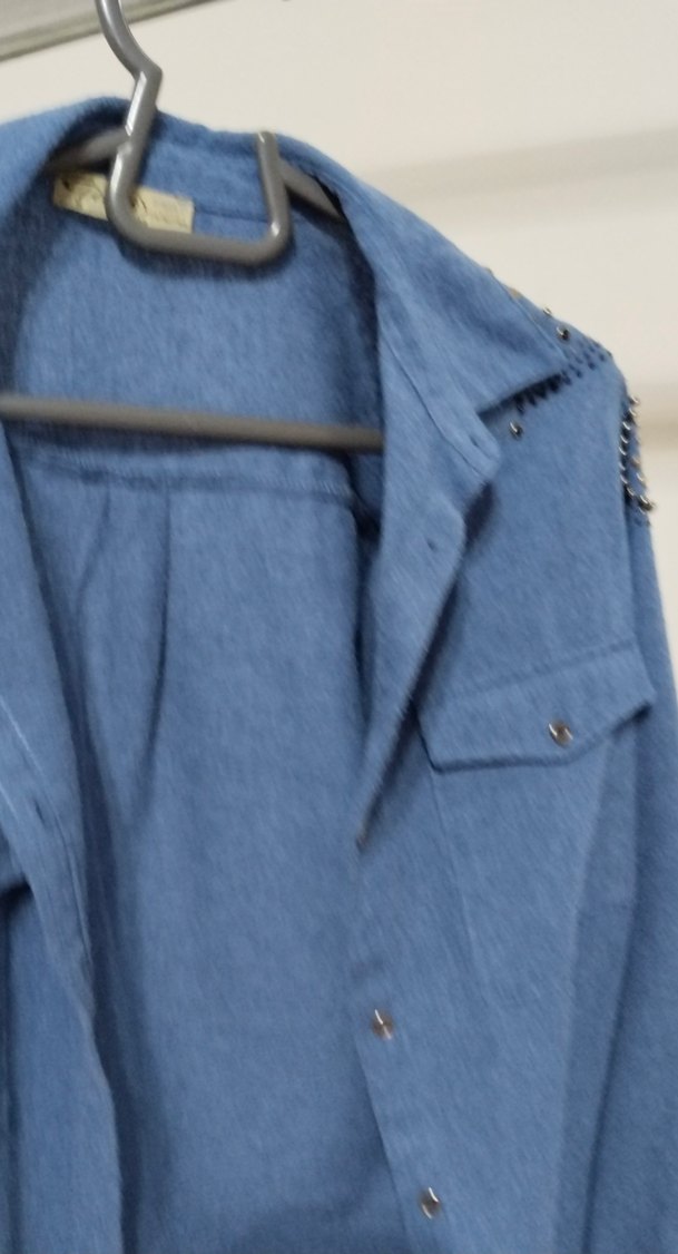 Düğmeli Gri Denim Kadın Gömlek - Görsel 4