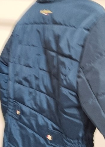 Nakışlı Mavi Kadın Kışlık Mont - Görsel 4