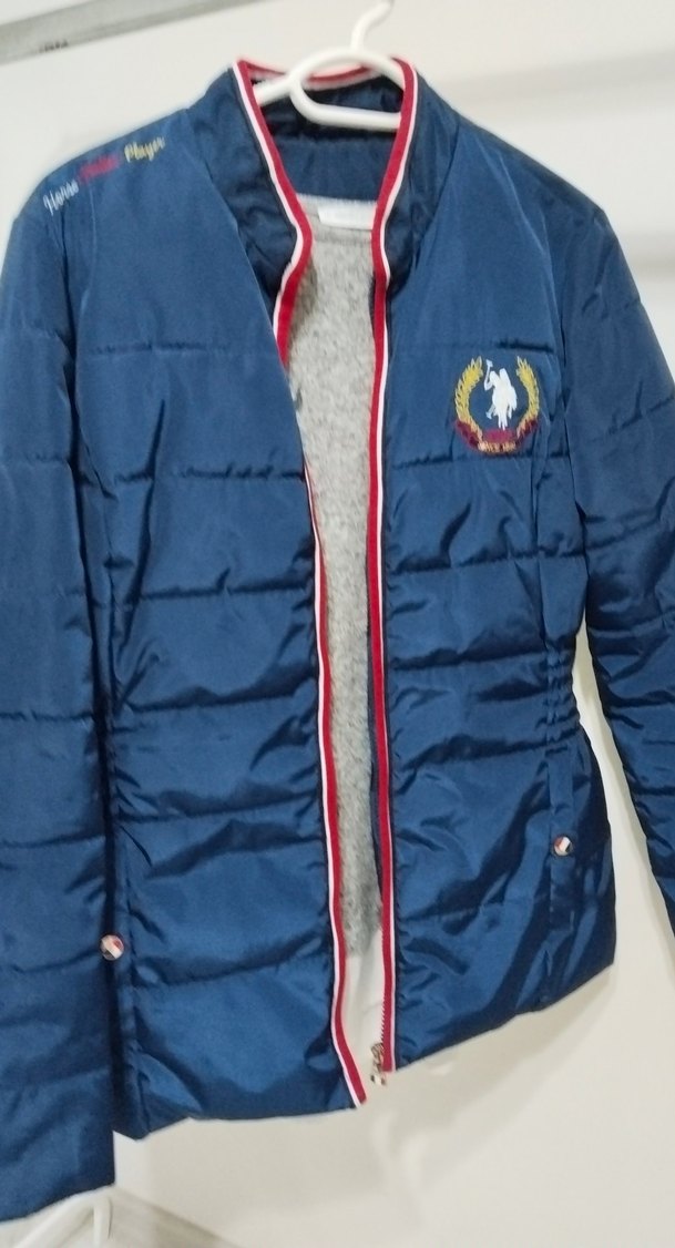 Nakışlı Mavi Kadın Kışlık Mont - Görsel 3