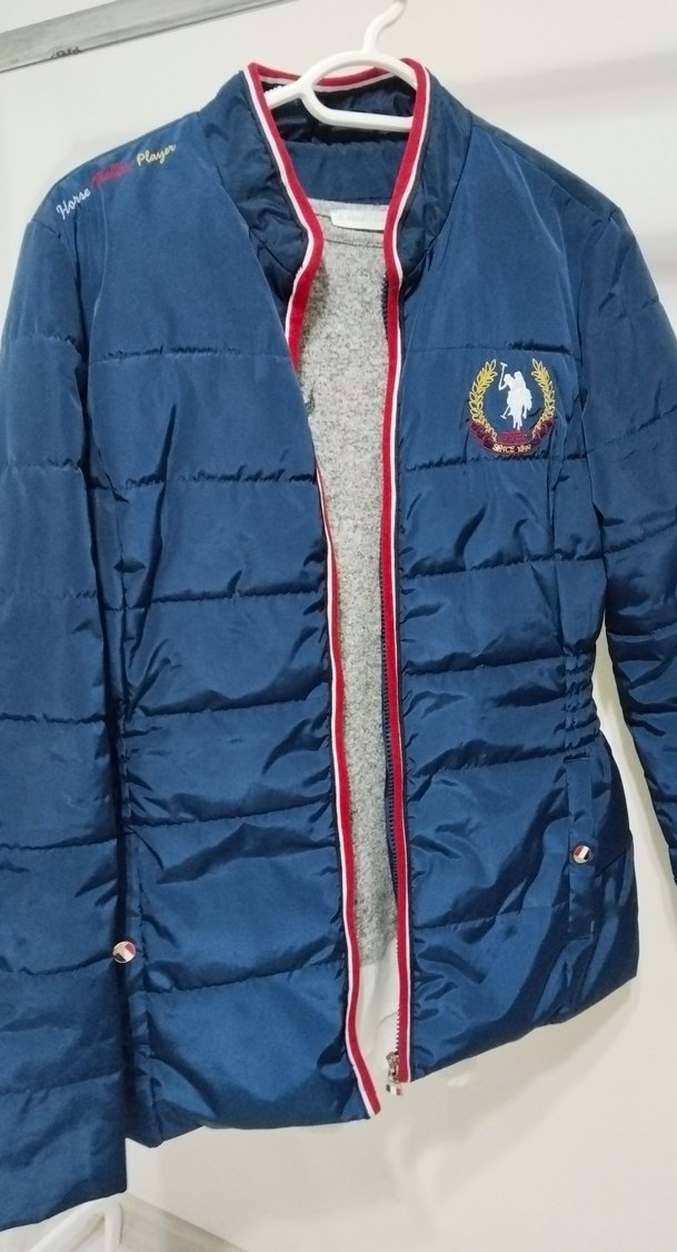 Nakışlı Mavi Kadın Kışlık Mont - Görsel 2