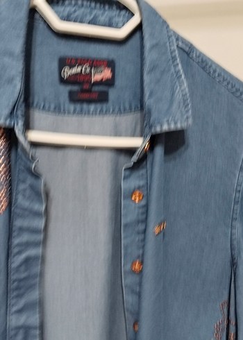 Düğmeli Mavi Denim Kadın Gömlek - Görsel 6