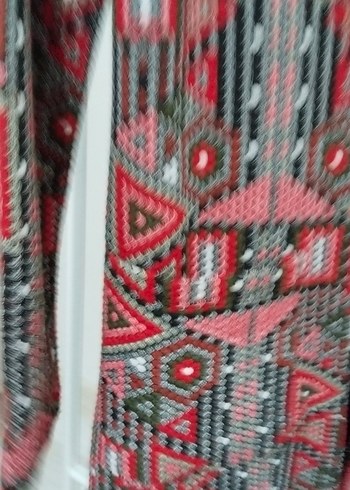 Renkli Bohem Örgü Uzun Hamile Ceketi - Görsel 3