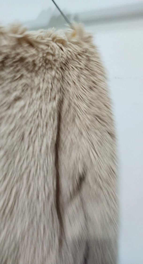 Bej Tüylü Bohem Midi Kadın Mont - Görsel 5