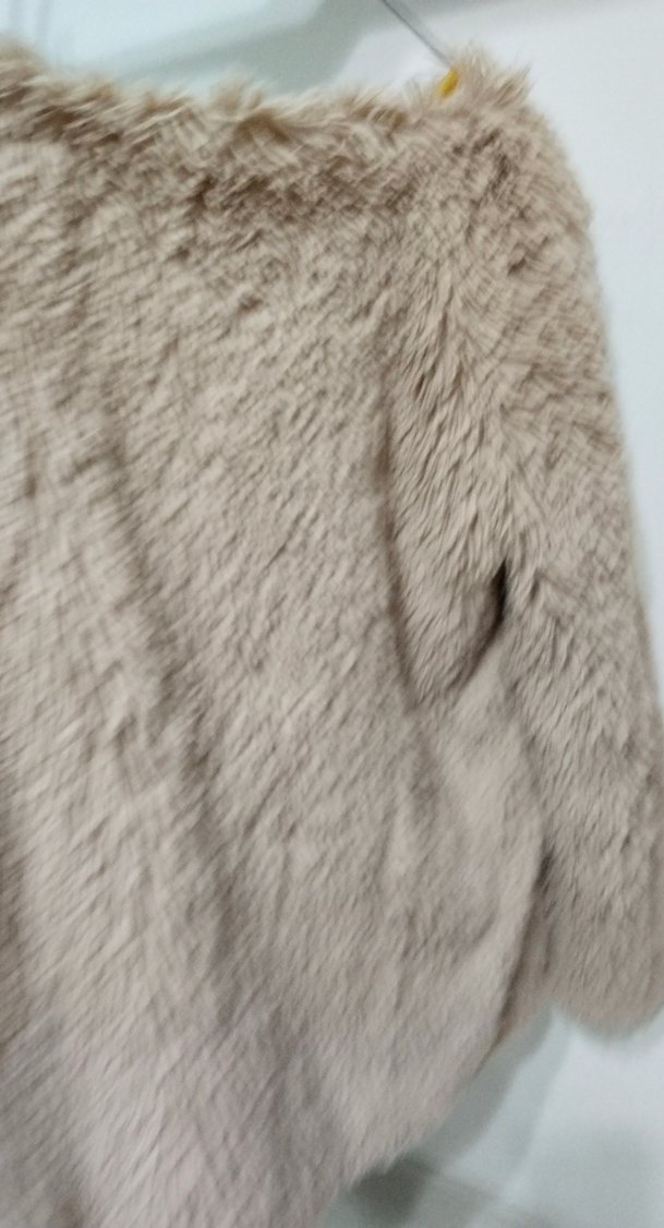 Bej Tüylü Bohem Midi Kadın Mont - Görsel 3