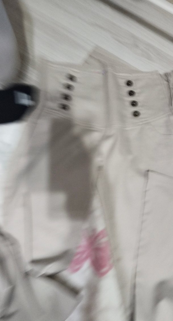 Düğmeli Bej Kadın Kumaş Pantolon - Görsel 4