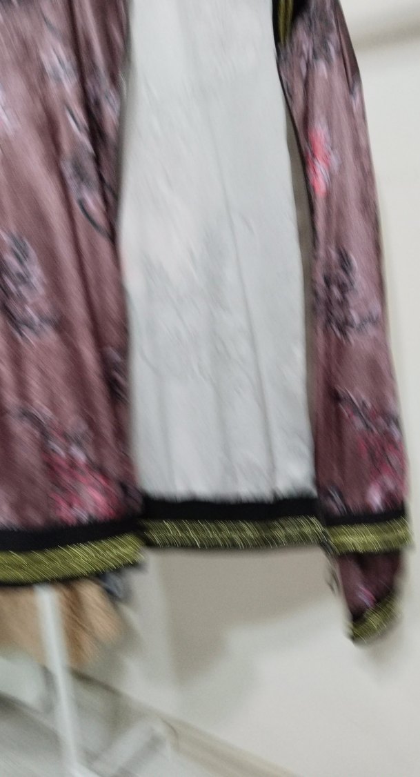 Pembe Gri Çiçek Desenli Uzun Bohem Kadın Kimono - Görsel 4