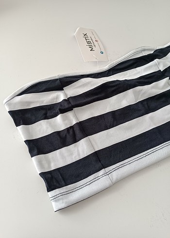 Çizgili Straplez Mini Bustiyer - Görsel 2