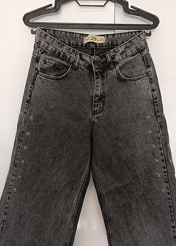 Gri Bol Kesim Kadın Kot Pantolon - Görsel 3