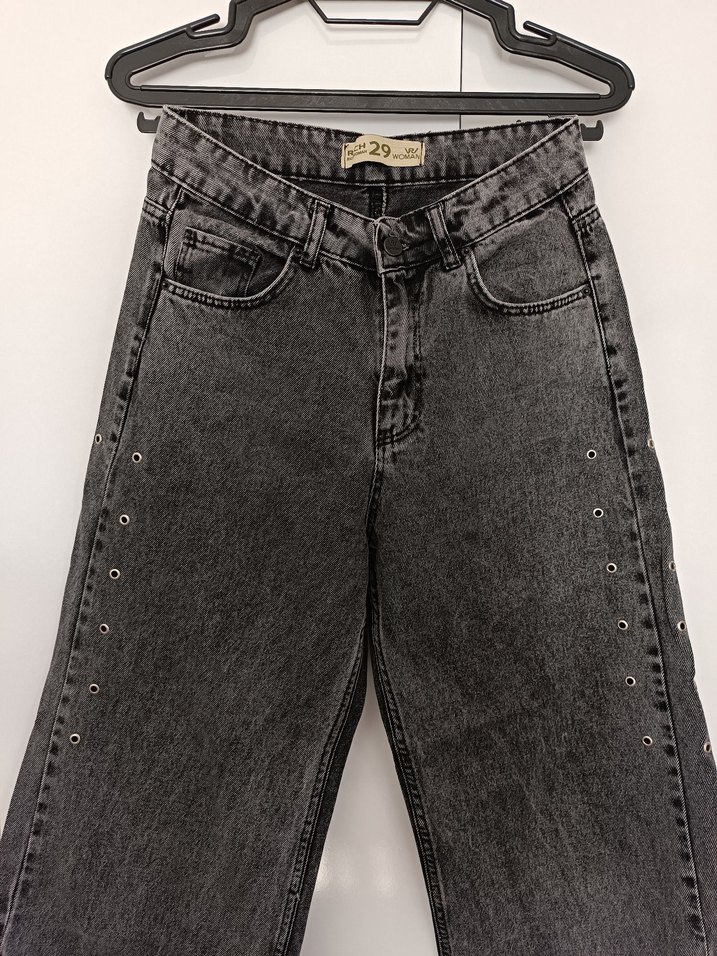 Gri Bol Kesim Kadın Kot Pantolon - Görsel 3