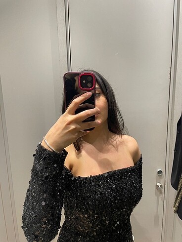 m Beden siyah Renk payet elbise