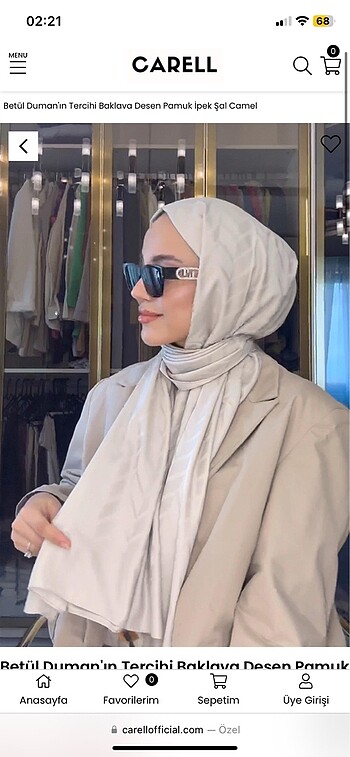 carell pamuk ipek şal