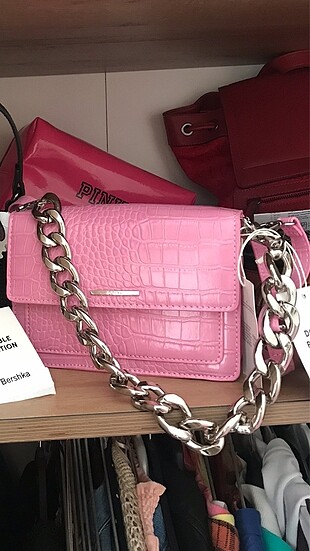 Bershka pembe clutch çanta