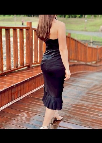 Siyah midi boy simli ekbise - Görsel 4