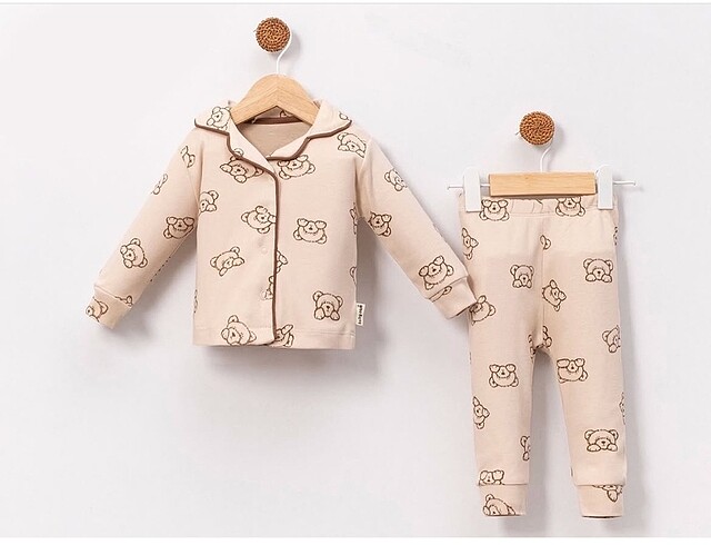 Aycıklı unısex bebek pijama takımı