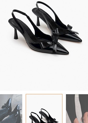 Siyah Fiyonklu Stiletto Topuklu Kadın Ayakkabı - Görsel 2