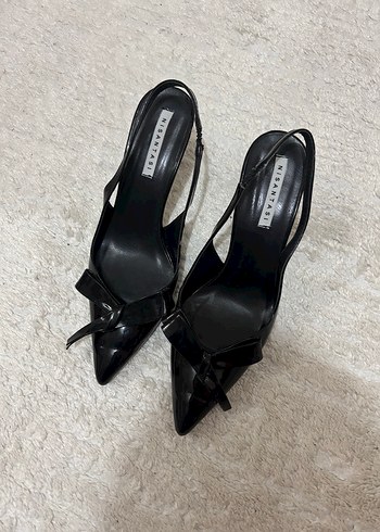 Siyah Fiyonklu Stiletto Topuklu Kadın Ayakkabı - Görsel 5