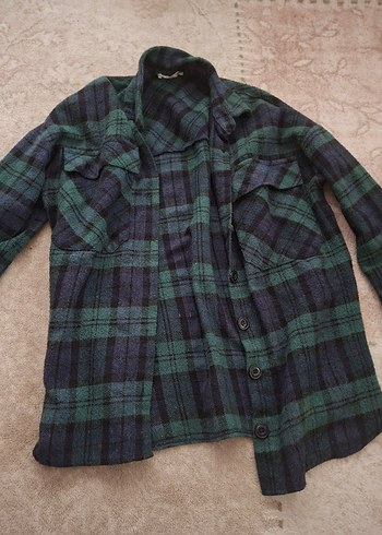 Ekoseli yeşil kadın Hırka ceket - Görsel 2