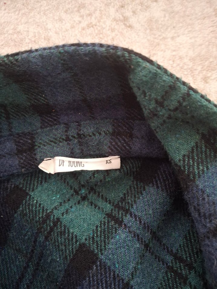 Ekoseli yeşil kadın Hırka ceket - Görsel 3