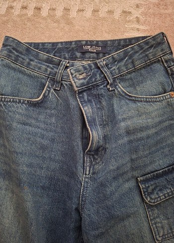 Geniş Kesim Kemerli Mavi Denim Pantolon - Görsel 3